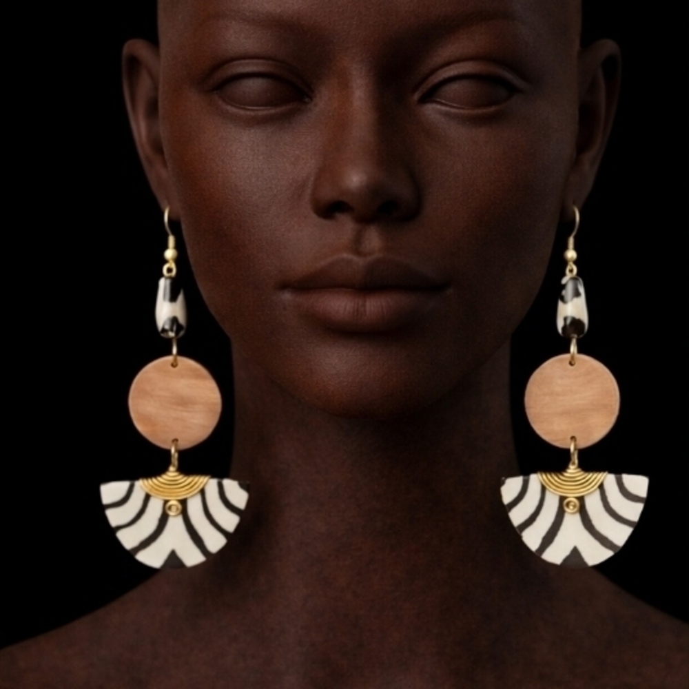 Elegant Gold and Black Statement Earrings